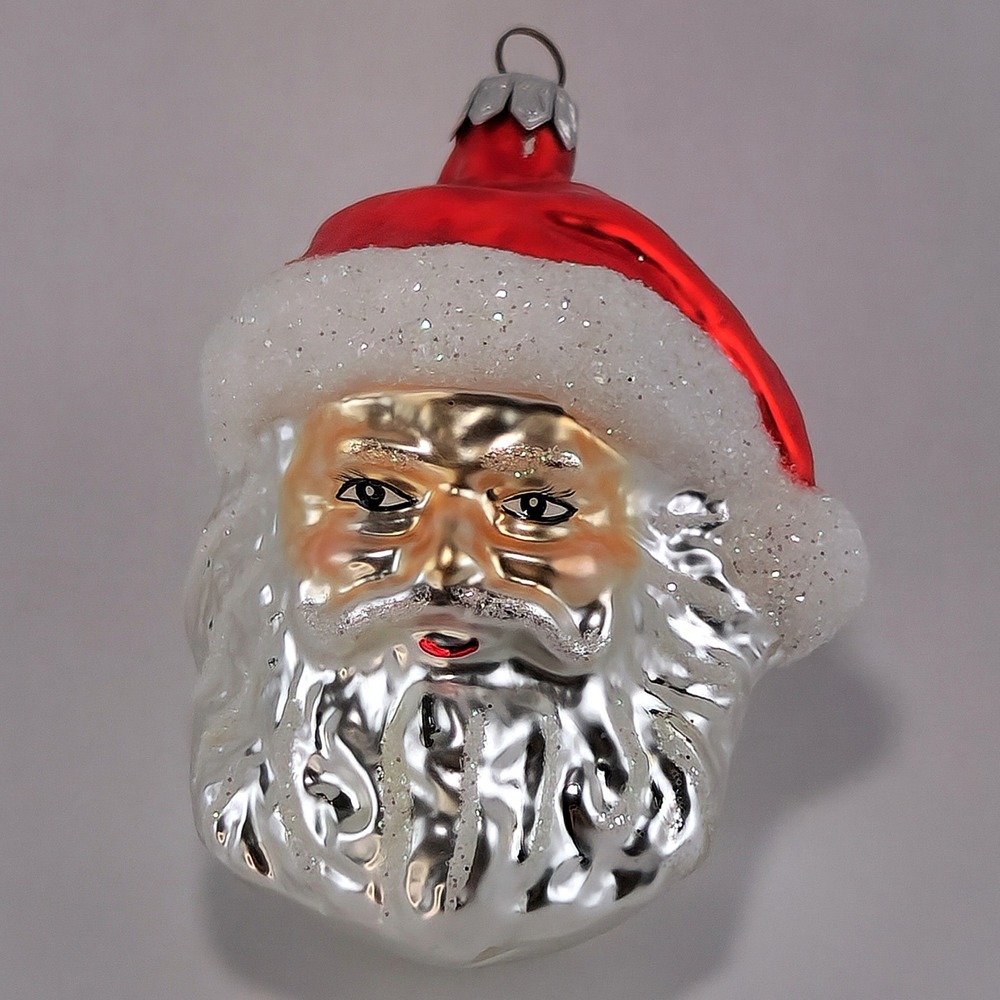 Vintage House of Ivana Santa Glass Christmas Ornament Original Box Ivana Trump